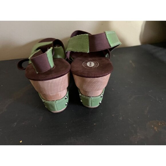 Dr. Scholl’s Originals Feel Crazy Wood Wedge Sandals Sz 10M Green - Picture 5 of 7